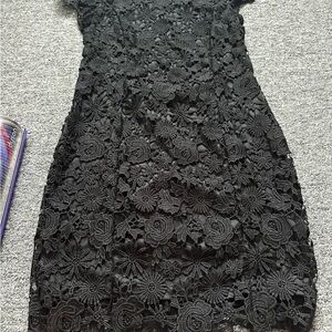 Backless Black Floral Lace Dress